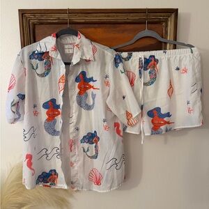 Billy J By Frankie Mermaid Print Shirt and Shorts Set